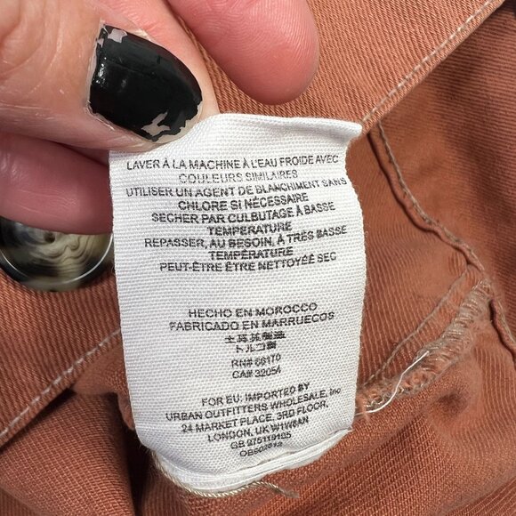 Free People Eisenhower Denim Jacket Boxy Fit Terracotta Orange Small - Picture 15 of 15